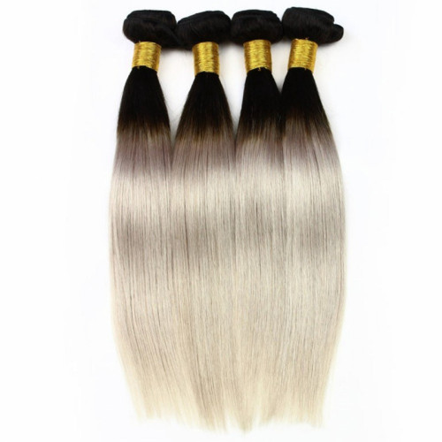 100% Brazilian Human Hair Bundles Sliver Ombre Hair Weft