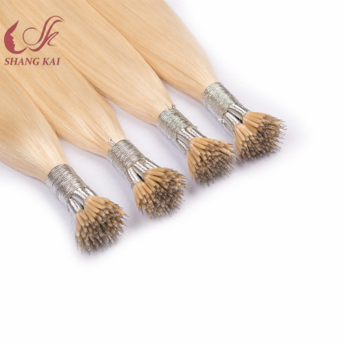 Blonde Nano Bead Human Hair Extensions Russian Nano Tip Protein Hair Treatment Extensions Double Drawn Nano Ring Hair