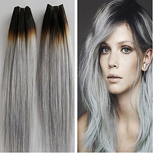 Brazilian Human Hair Grey Hair Weft Remy Hair Natural Hair