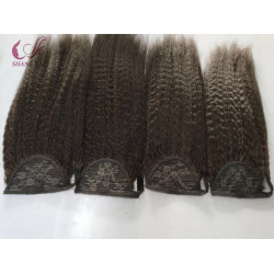 High Quality Kinky Straight Ponytail Hair Extension Unprocessed Virgin Human Hair