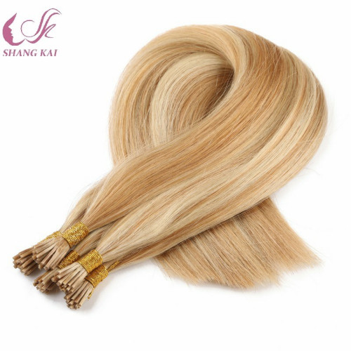 New Products Blonde White Plastic Stick Human Hair 8A I Tip Hair Extensions