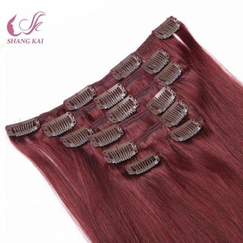 Red Color Unprocessed Silicone Free Clip in Hair Extension