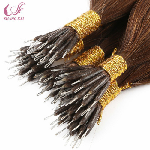 Silicone Free Dark Brown Virgin Remy Nano Ring Hair Extension