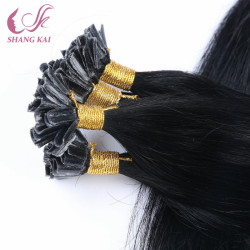 Silky Straight Black Pre-Bonded Nail/U-Tip Hair Extensions