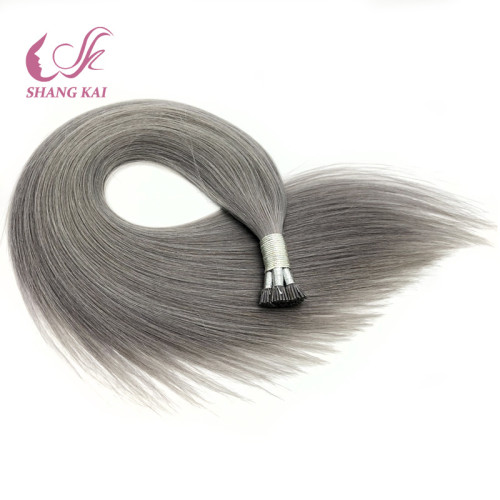 Wholesale Good Quality Real Remy Human Hair Grey Color I Tip Hair Exetnsions