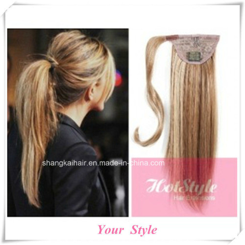 Wrap Hair Extension Clip in Human Hair Ponytail